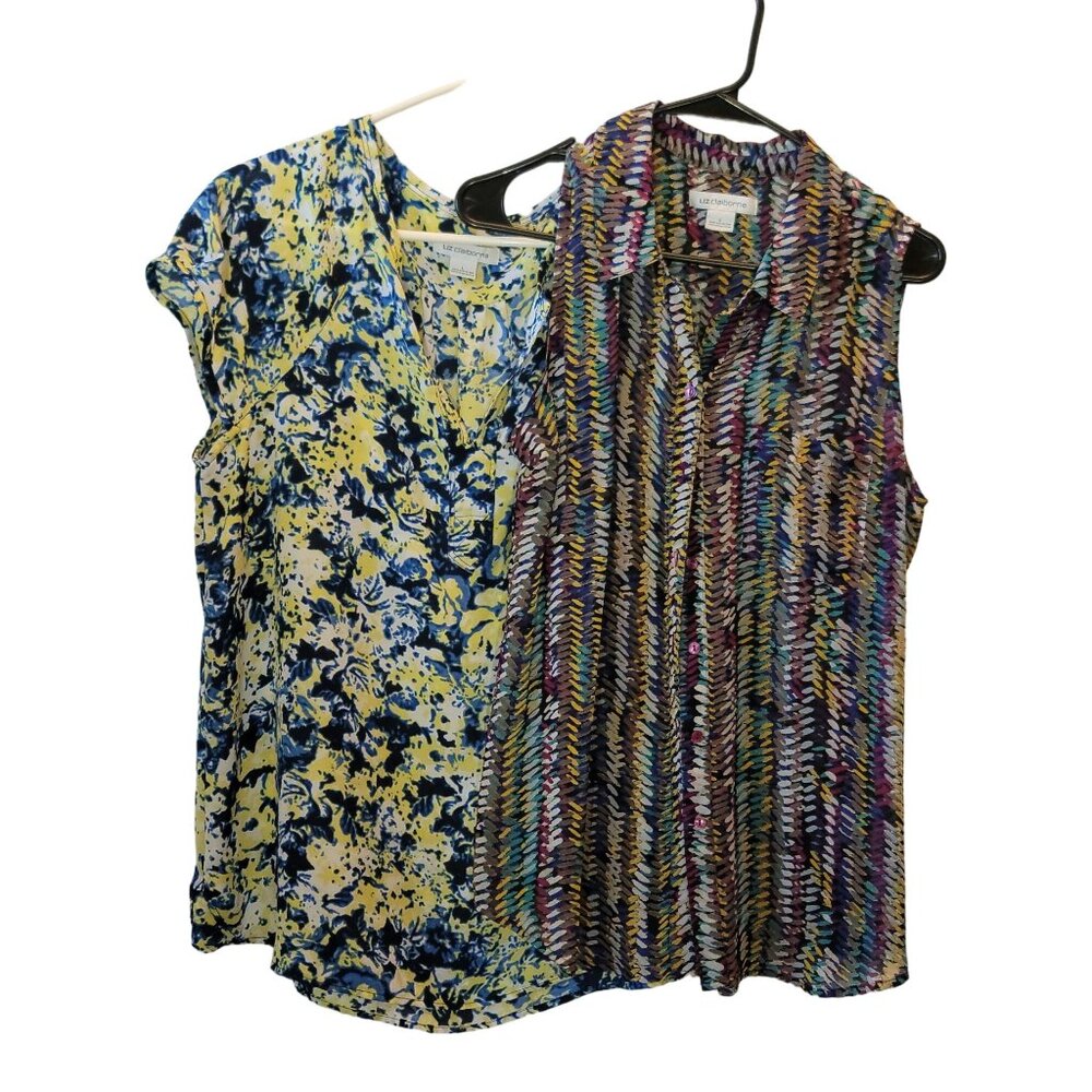 Lot of 2 Large Liz Claiborne Polyester Women's Blouses Shirts